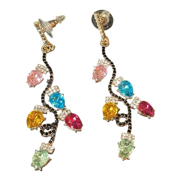 🎄 Vintage Christmas Lights Earrings – Multicolor Rhinestones ✨ - Picture 6 of 6
